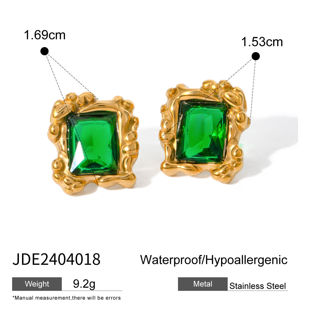 RetroTexture Green Set Open-end Zircon Ring Women