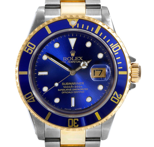 Rolex Mens 41mm Submariner 16613 Oyster Blue