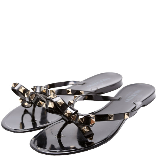 Rockstud T-Strap Rubber Sandals Size 39