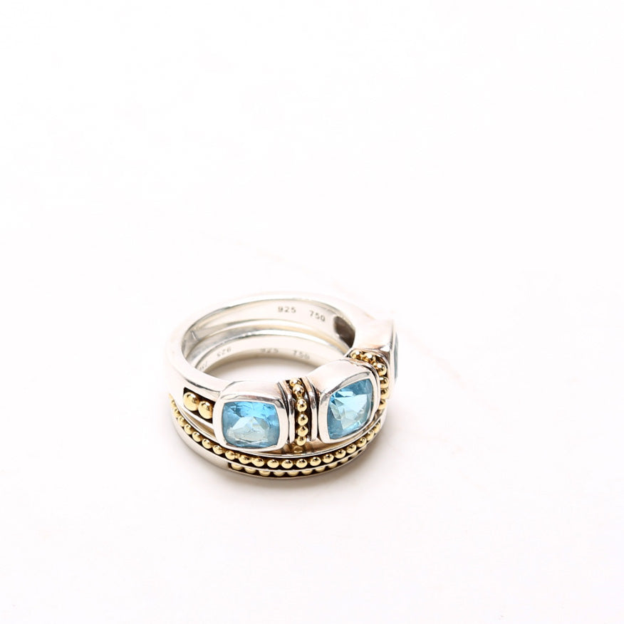 Rittenhouse Stacking Blue Topaz/925/750 Ring Size 7