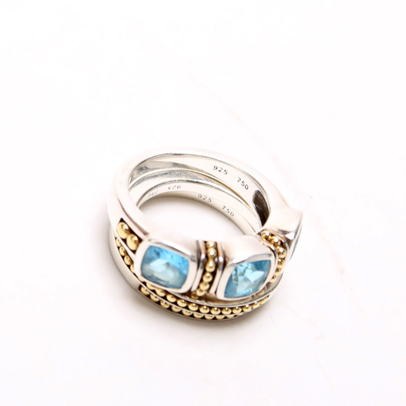 Rittenhouse Stacking Blue Topaz/925/750 Ring Size 7