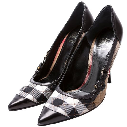 Quilted Check Pointed Toe Pumps Size 39