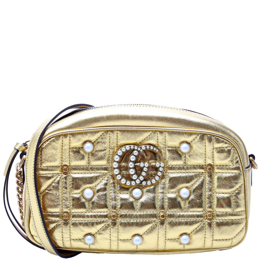 447632 Marmont Small Leather/Pearl Camera Bag