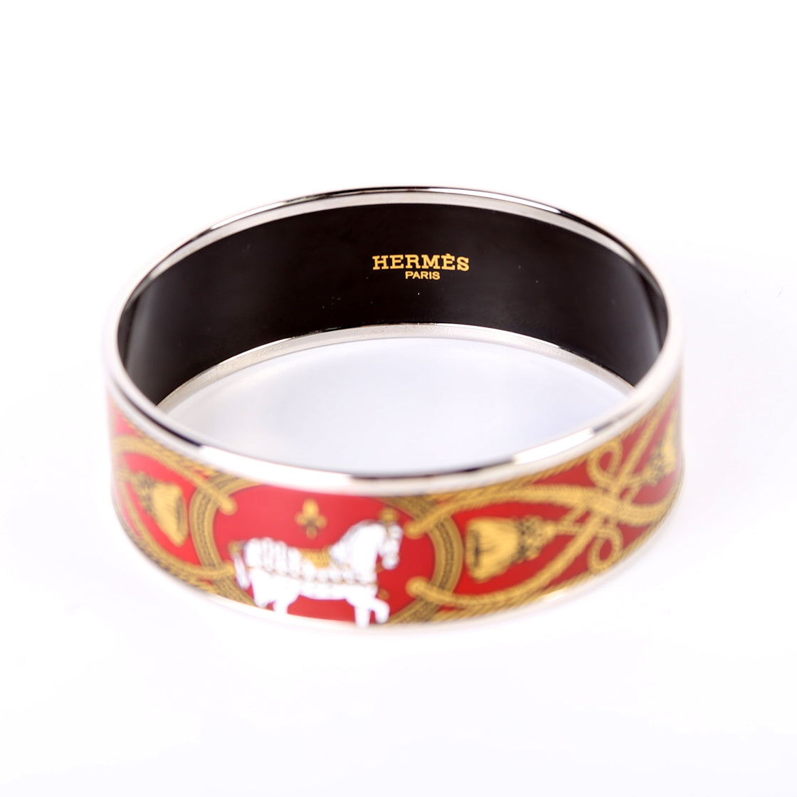 Printed Enamel Wide Bangle Bracelet