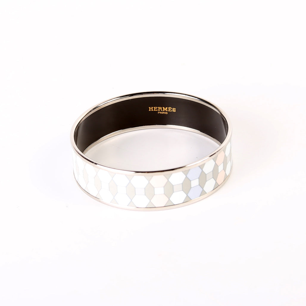 Printed Enamel Wide Bangle Bracelet