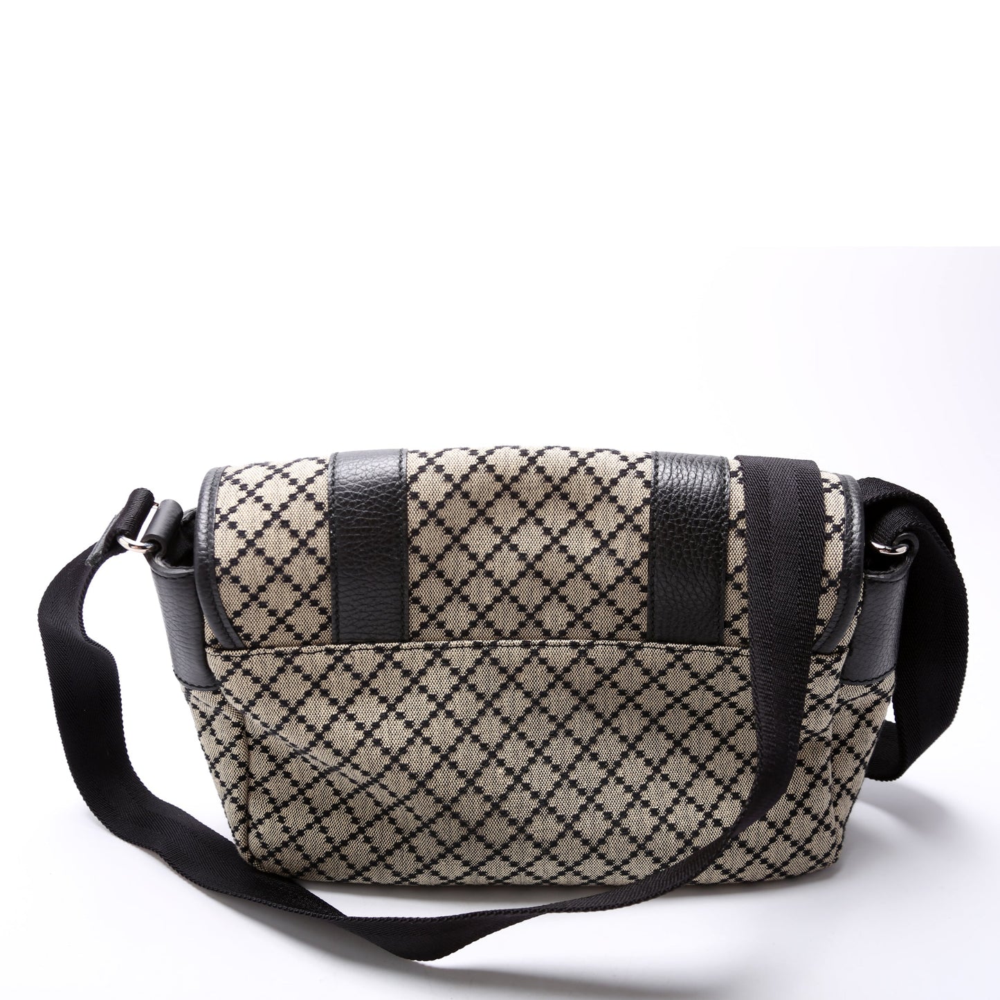 374429 Diamante Canvas Double Buckle Flap Small Messenger