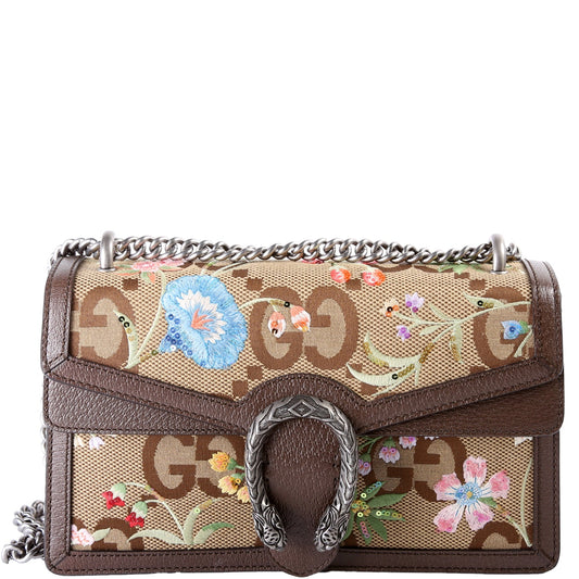 400249 Dionysus Jumbo GG Canvas Flower Embroidered Shoulder Small