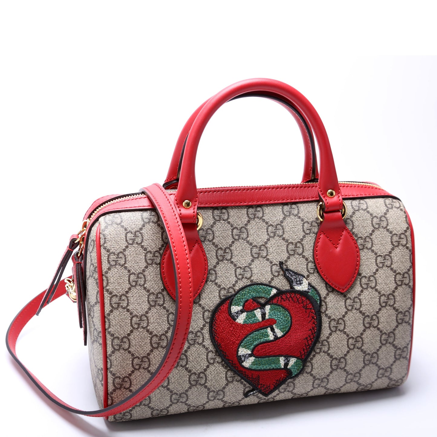 409529 GG Supreme Kingsnake Embellished Boston Bag Small