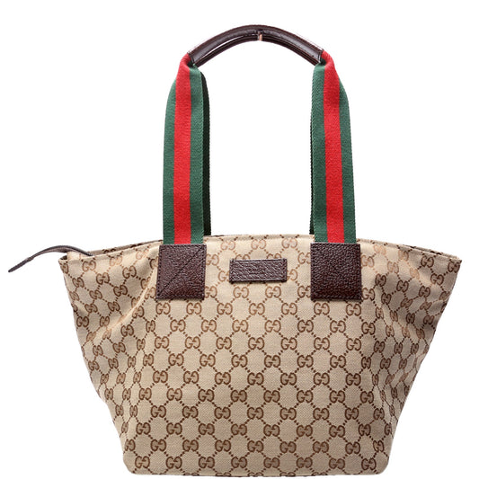 131230 GG Canvas Web Bucket Tote