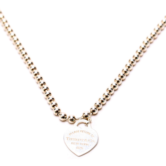 Please Return To Heart Tag 4MM Bead Chain Necklace