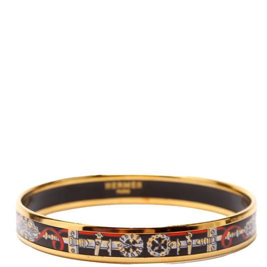 Printed Enamel Bangle Narrow Bracelet