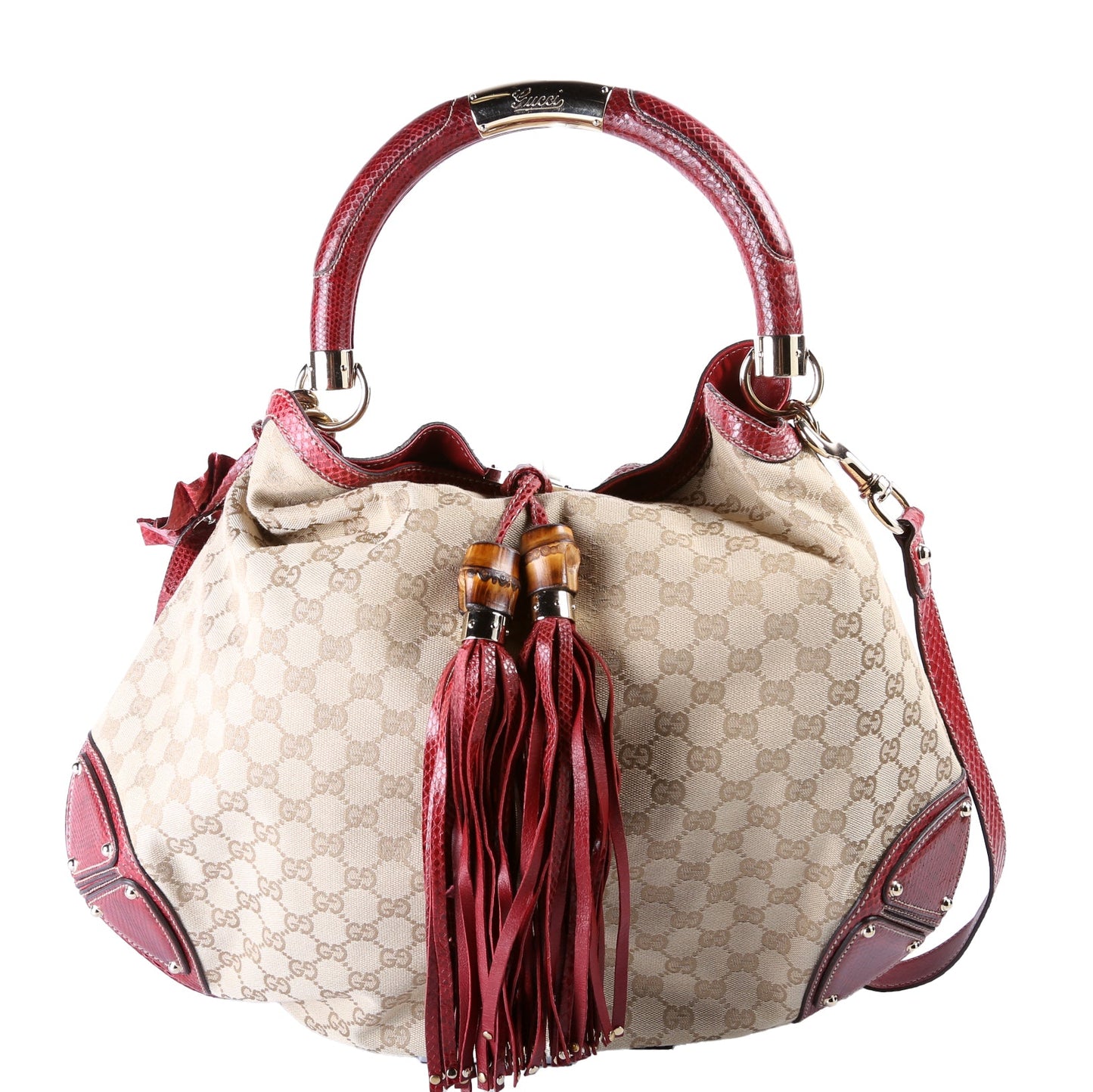 191718 GG Canvas/Python Unicef Indy Top Handle Large Hobo