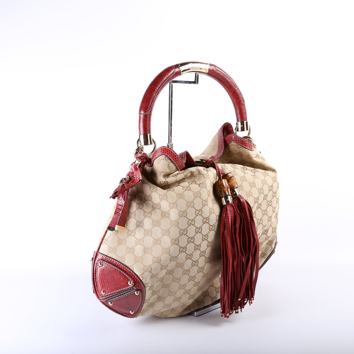 191718 GG Canvas/Python Unicef Indy Top Handle Large Hobo