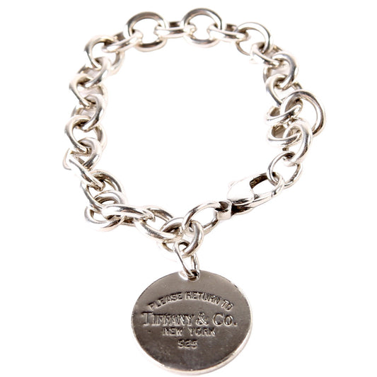 Please Return To Round Tag Chain Bracelet 925