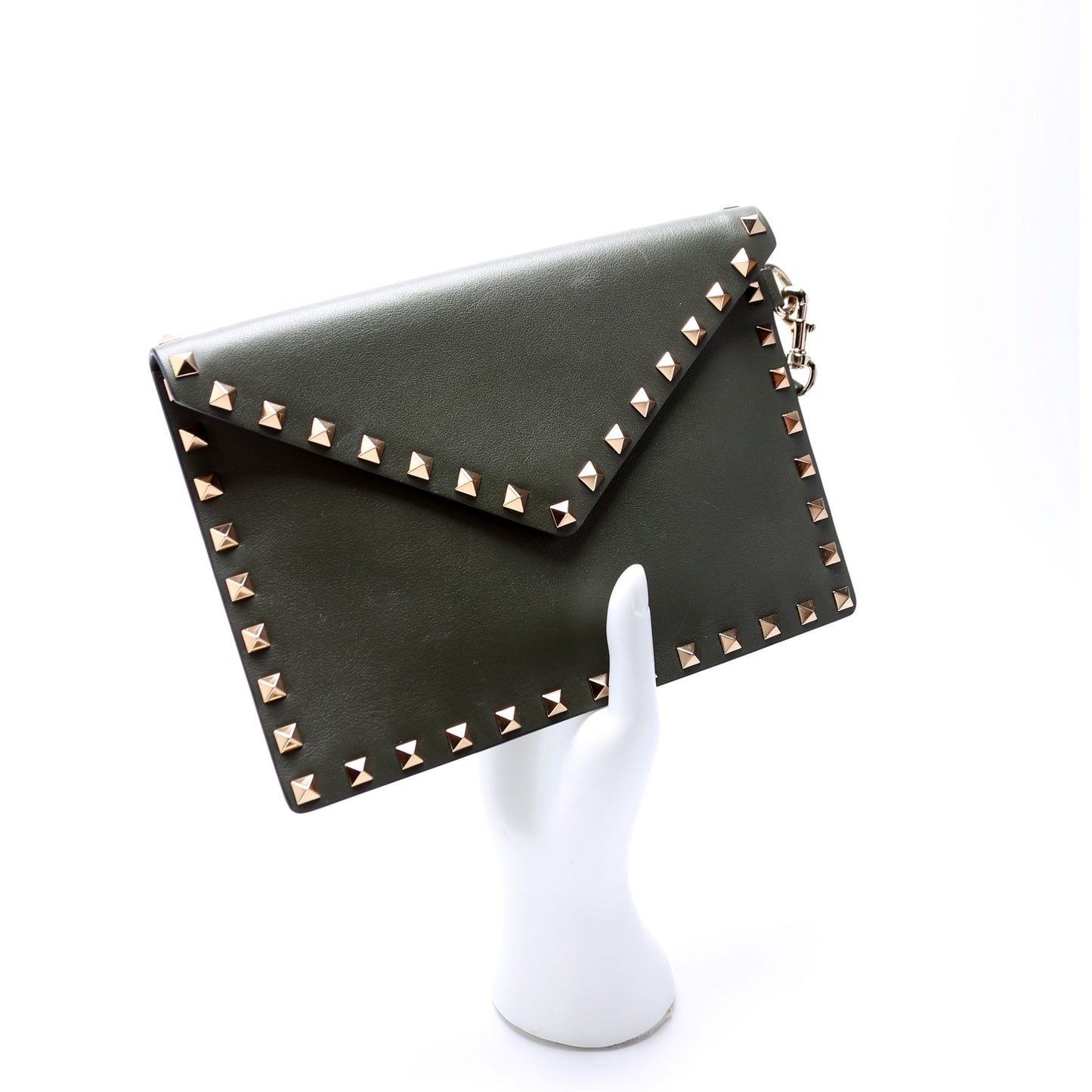 Rockstud Envelope Wristlet Clutch Green