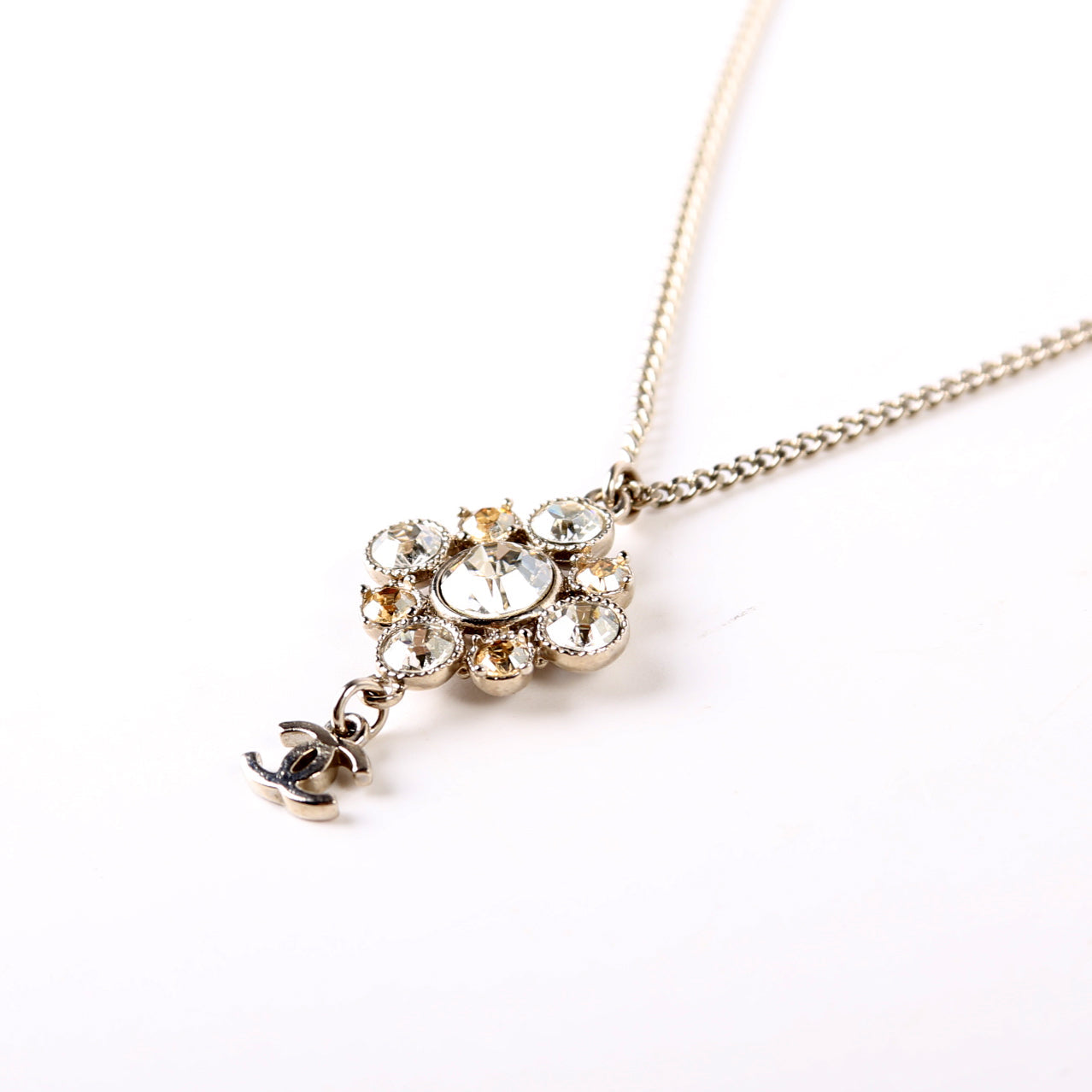 Rhinestone Cluster Drop CC Necklace