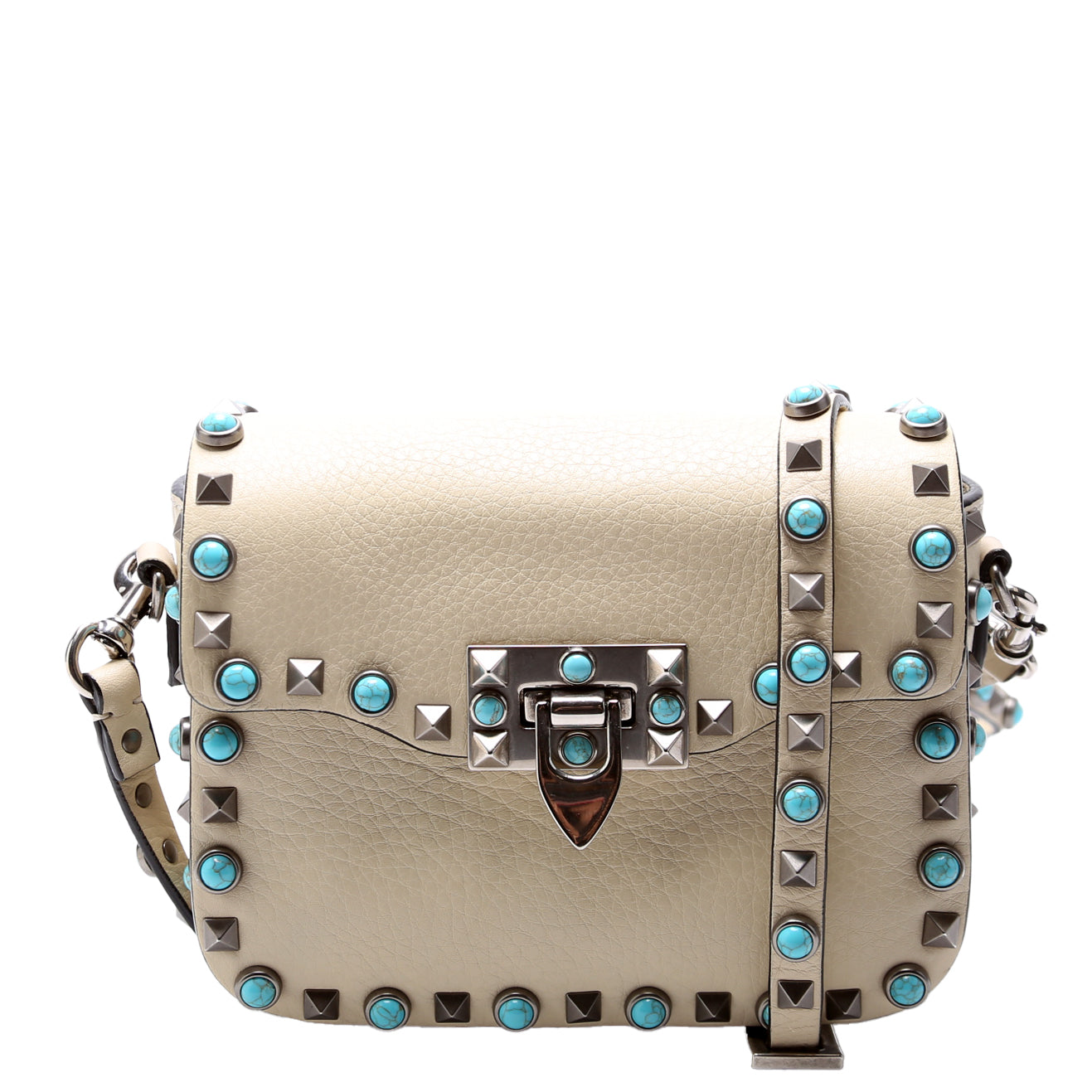 Rockstud Rolling Small Crossbody White