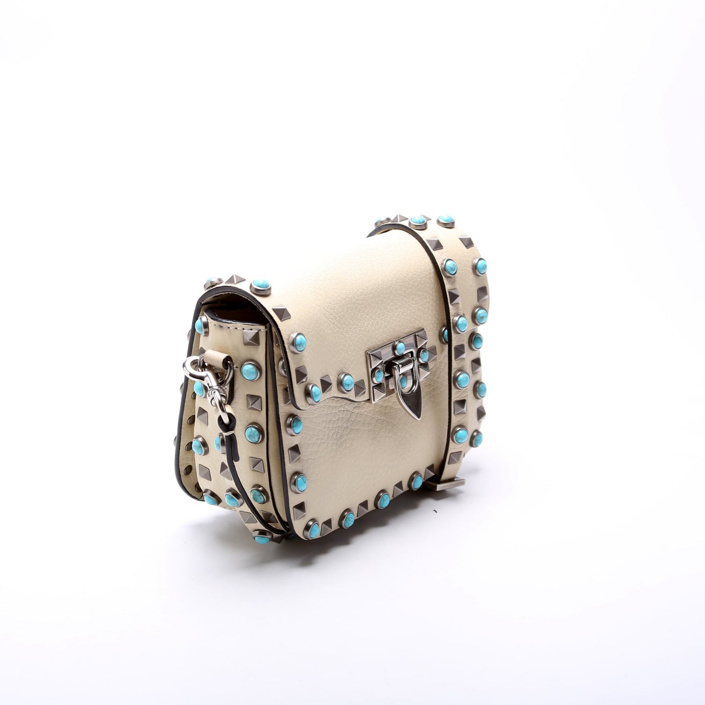 Rockstud Rolling Small Crossbody White