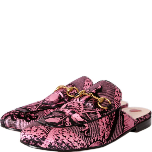 Princetown Printed Silk Mules Size 36