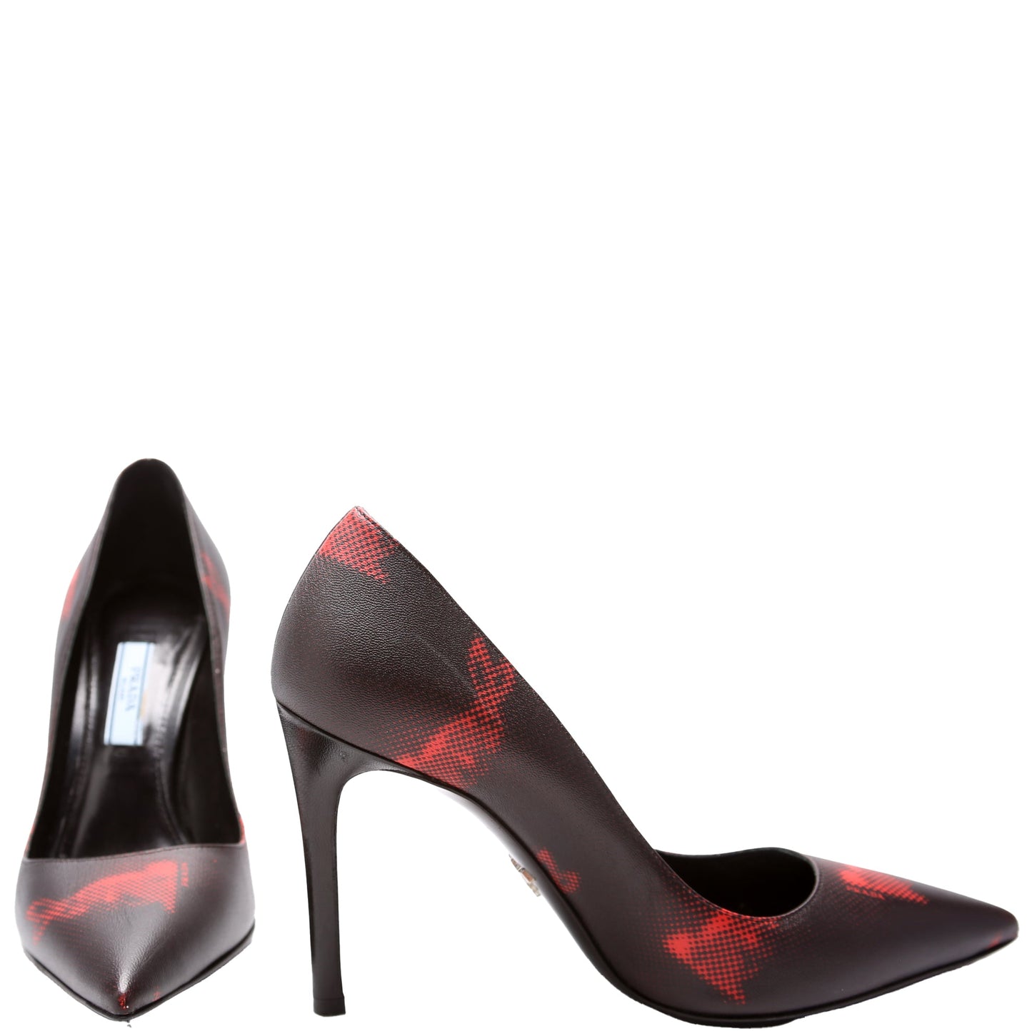 Printed Leather Pointed Toe Pumps Size 36