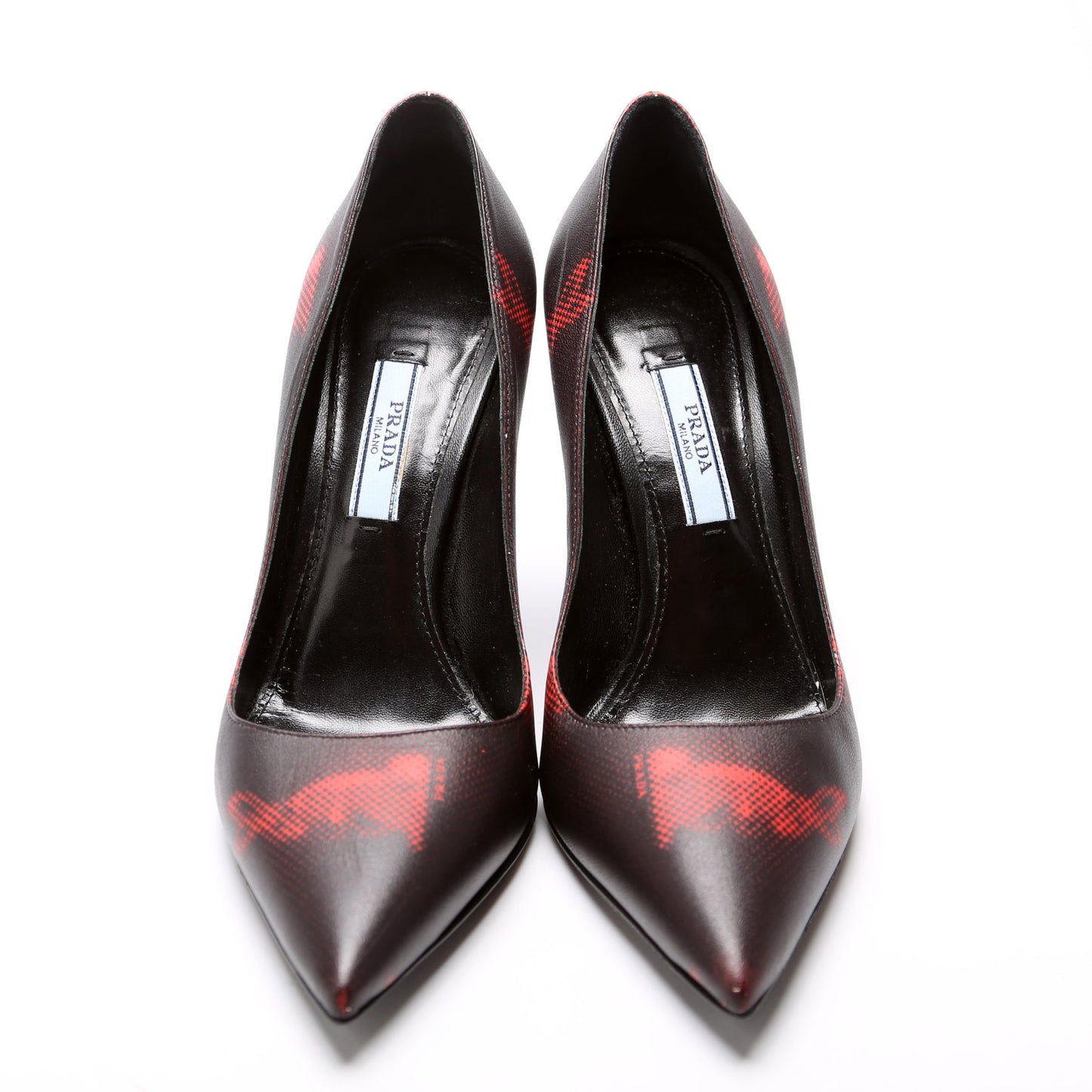 Printed Leather Pointed Toe Pumps Size 36