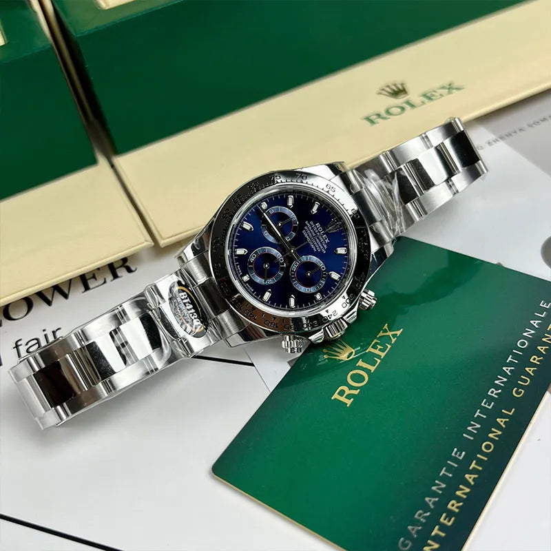 Rolex Cosmograph Daytona White Gold Sunburst Blue Index Dial 116509-0071