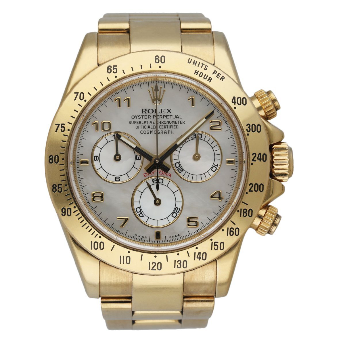 Rolex Daytona 116528 18k Yellow Gold Mother Of Pearl Dial Men's Watch